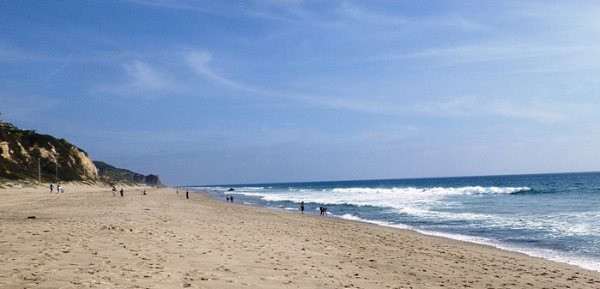 ZUMA BEACH, CALIFORNIA, USA - Lifeguard watching swimmers on Zuma